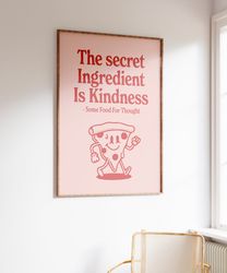 Printable Kitchen Poster, Retro Print, Be Kind Wall Art, Trendy Wall Art, Kindness Quote, Instant Download, Red Wall Art