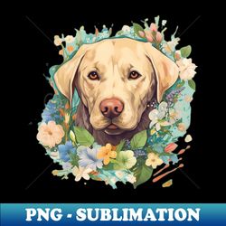 Floral Paws Vintage Labrador Retriever Art Print - Signature Sublimation PNG File - Bold & Eye-catching