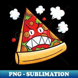 sharp teeth red angry pizza - decorative sublimation png file - enhance your apparel with stunning detail