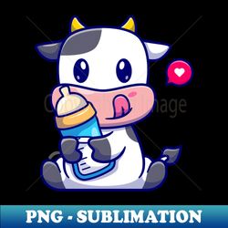 cute baby cow holding milk cartoon - digital sublimation download file - defying the norms