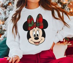 Disney Minnie Mouse Christmas Bow TShirt Plaid Print TShirt, Mickeys Very Merry Christmas, Disneyland Vacation Unisex Ad