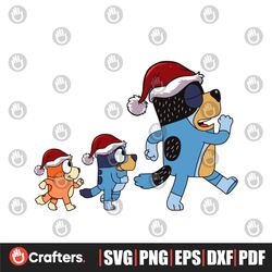Christmas Bluey Family Santa Hat SVG Digital Cricut File