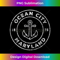 Ocean City Maryland MD T-Shirt Vintage Anchor Design Tee - Chic Sublimation Digital Download - Ideal for Imaginative Endeavors