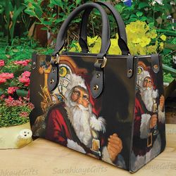 Christmas Santa Claus leather Bag Handbag,Christmas Woman Handbag, Christmas Women Bag and Purses