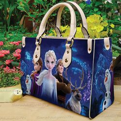 Frozen Queen Christmas Leather Handbag, Snowman Christmas Shoulder Bag, Christmas Women Bag