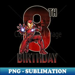 Marvel Iron Man 8th Birthday Action Pose Graphic - PNG Sublimation Digital Download - Add a Festive Touch to Every Day