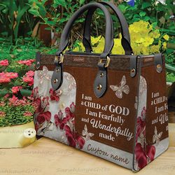 I am A child of God leather Bag Handbag, Jesus Woman Handbag, Christmas Women Bag and Purses