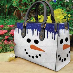 Snowman Christmas Leather Handbag, Christmas Shoulder Bag, Snowman handbag