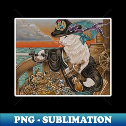 Ferret Pirate and Egyptian Treasure - White Outlined Version - Signature Sublimation PNG File - Unlock Vibrant Sublimation Designs