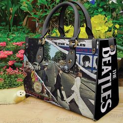 The Beatles Rock Band Leather Bag, Rock Music Handbag, Custom Leather Bag