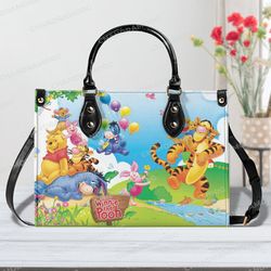 Custom Just A Girl Who Loves Winnie The Pooh Leather Bag hand bags, Pooh Woman Purse, Pooh Lovers Handbag