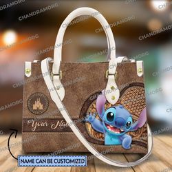 Custom Name Stitch Leather Bag hand bag, Stitch Woman Purse, Stitch Lovers Handbag