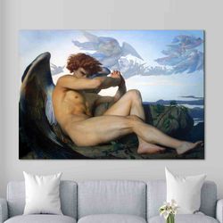 Alexandre Cabanel Fallen Angel, Cabanel Painting, Reproduction Art, Angel Wall Decor, Classic Art Canvas, Fallen Man Pai
