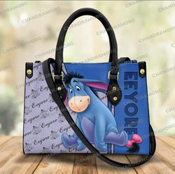 Custom Winnie The Pooh Eeyore Cartoon Leather Bag hand bag, Eeyore Woman Purse, Eeyore Lovers Handbag