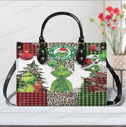 Grinch Leather Bag, Grinch Women Bags and Purses, Grinch Lovers Handbag