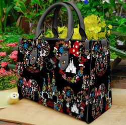 Personalized Mickey Leather Bag hand bag, Mickey Christmas Woman Bags and Purses, Mickey Lovers Handbag