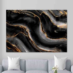 Black And Copper Marble, Copper Art Canvas, Marble Wall Decor, Black Marble Art, Abstract Marble Wall Decor, Black Canva