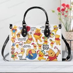 Winnie The Pooh Leather hand bag, Custom Winnie The Pooh Woman Handbag, Pooh Lovers Handbag