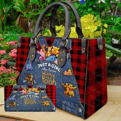 Custom Winnie The Pooh Leather Bag, Pooh Women Bags And Purses, Pooh Lovers Handbag