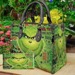 Grinch Christmas Leather Bag, Grinch Lovers Handbag, Grinch Women Bags And Purses