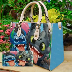 Stitch Toothless Cartoon Leather Bag Handbag, Stitch Women Bags And Purses, Stitch Lovers Handbag
