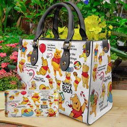 Winnie The Pooh Leather Bag, Custom Pooh Women Bags And Purses, Pooh Lovers Handbag