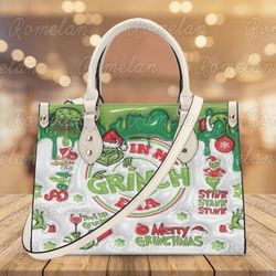 Christmas Grinch High-Quality Handbag, Grinch Lover Handbag, Custom Leather Bag