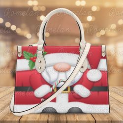 Christmas Santa Claus High-Quality Handbag, Santa Lover Handbag, Custom Leather Bag
