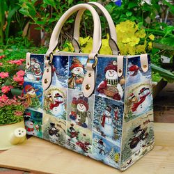 Christmas Snowman Women leather Bag Handbag,Christmas Woman Handbag,Christmas Women Bag and Purses