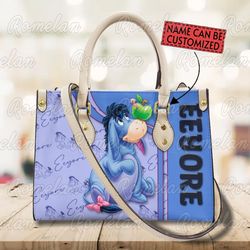 Custom Eeyore Leather Handbag, Eeyore Woman Purse, Eeyore Lovers Handbag