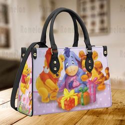 Custom Eeyore Pooh Tigger Leather Handbag, Eeyore Woman Purse, Eeyore Lovers Handbag