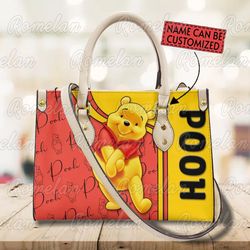Custom Name Winnie The Pooh Eeyore Women leather Bag hand bag,Eeyore Woman Purse,Eeyore Lovers Handbag