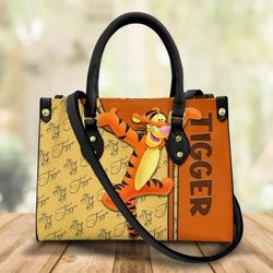 Tigger Pattern Leather Handbag, Tigger Woman Purse, Tigger Lovers Handbag
