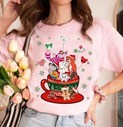Disney Cats Christmas Coffee Cup Balloon Shirt, Disneyland Christmas Holiday Vacation Trip, Cheshire Cat, Aristocats Chr
