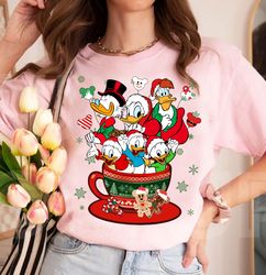 Disney DuckTales Christmas Coffee Cup Balloon Shirt, Disneyland Christmas Holiday Vacation Trip, Huey Dewey and Louie Ch