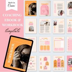 Coaching Ebook Template Canva, Lead Magnet Templates, Life Coach Worksheet Tools, eBook Template Canva - 30 Pages
