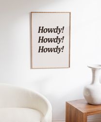 Retro Howdy Poster, Vintage Western Poster, Typography Print, Southern Wall Art, Wild West Print, Howdy Art, Printable W