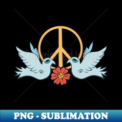 Peace Doves with Blue Background - Retro PNG Sublimation Digital Download - Revolutionize Your Designs