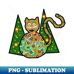 cat loves Christmas lights - PNG Transparent Sublimation File - Instantly Transform Your Sublimation Projects