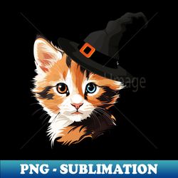cute cat wearing halloween hat - instant sublimation digital download - bring your designs to life