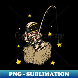 Astronaut on asteroid fishing in Space amoung the Stars - Instant PNG Sublimation Download - Add a Festive Touch to Every Day