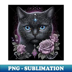 Crystal British Shorthair Black Cat - High-Quality PNG Sublimation Download - Capture Imagination with Every Detail