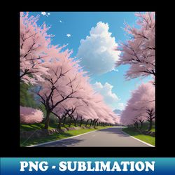 Enchanting Charm of Cherry Blossom Hill - Professional Sublimation Digital Download - Revolutionize Your Designs