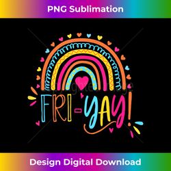 Fri-Yay Friday Rainbow Funny Teacher Te - Contemporary PNG Sublimation Design - Enhance Your Art with a Dash of Spice