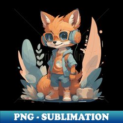 Funny baby fox headphone - Exclusive PNG Sublimation Download - Boost Your Success with this Inspirational PNG Download