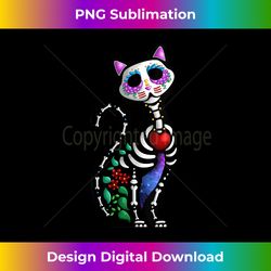 womens sugar skull cat  cute dia de los muertos funny mexican gift v-neck - bohemian sublimation digital download - customize with flair
