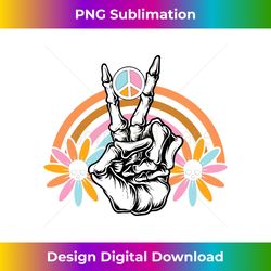 Groovy Rainbow Peace Sign Skeleton Hand 70s Retro Long Sleeve - Vibrant Sublimation Digital Download - Ideal for Imaginative Endeavors