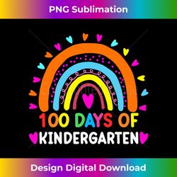 100 Days Of Kindergarten School Rainbow Teacher Smarter Kids Long Sleeve - Deluxe PNG Sublimation Download - Lively and Captivating Visuals