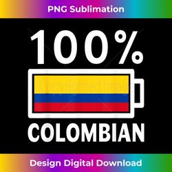 Colombia Flag T-Shirt  100 Colombian Battery Power Tee - Minimalist Sublimation Digital File - Elevate Your Style with Intricate Details
