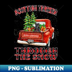 Christmas Scottish Terrier Through The Snow Dog Santa Truck Tree - Stylish Sublimation Digital Download - Unlock Vibrant Sublimation Designs